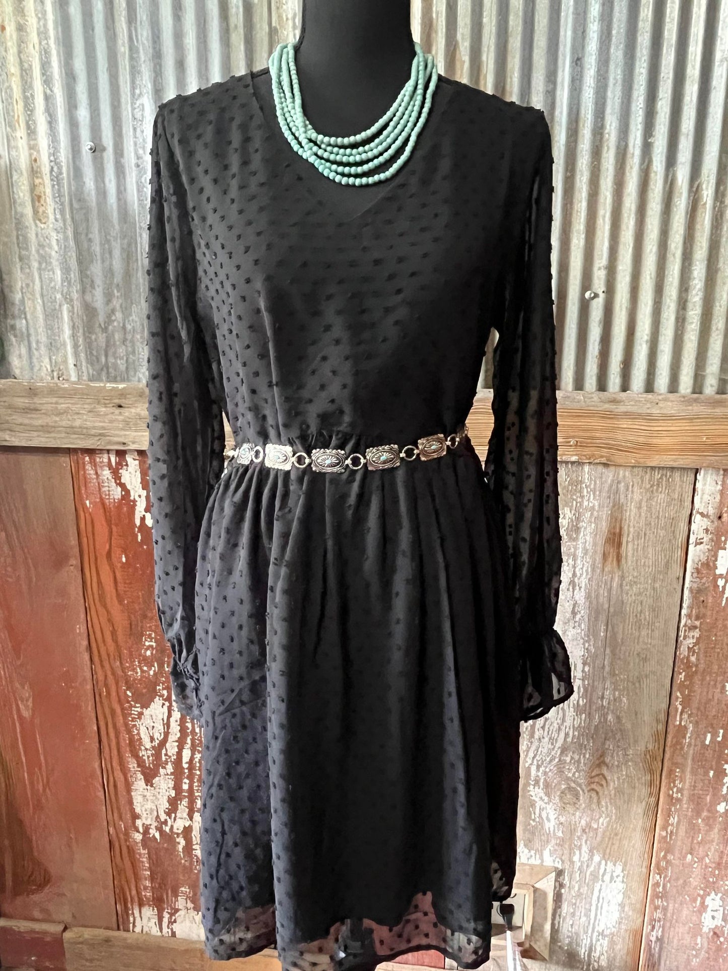 Black Swiss Dot Dress