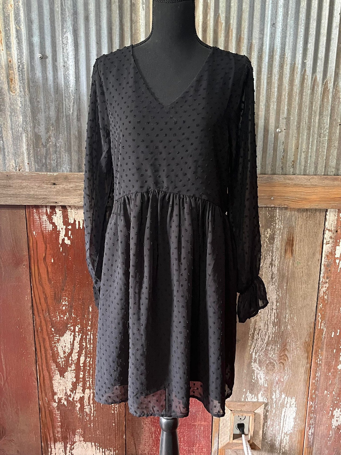Black Swiss Dot Dress