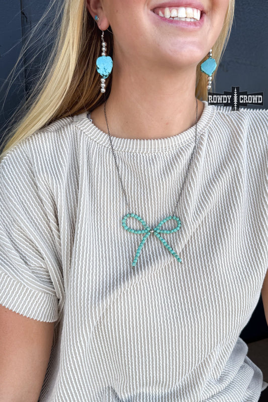 Blue Bow Necklace