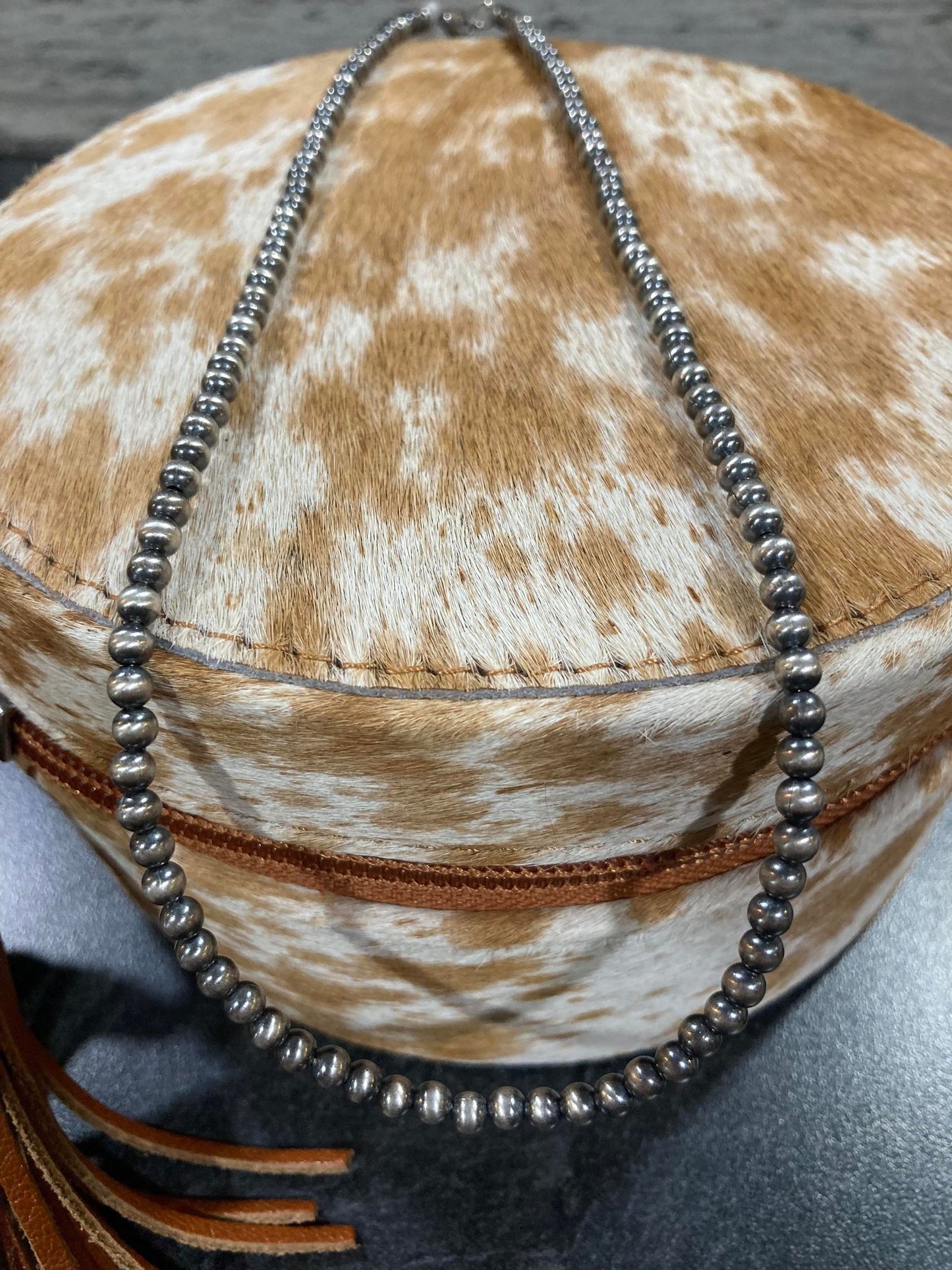 STERLING SILVER BEAD NECKLACE 14MM NP 18"