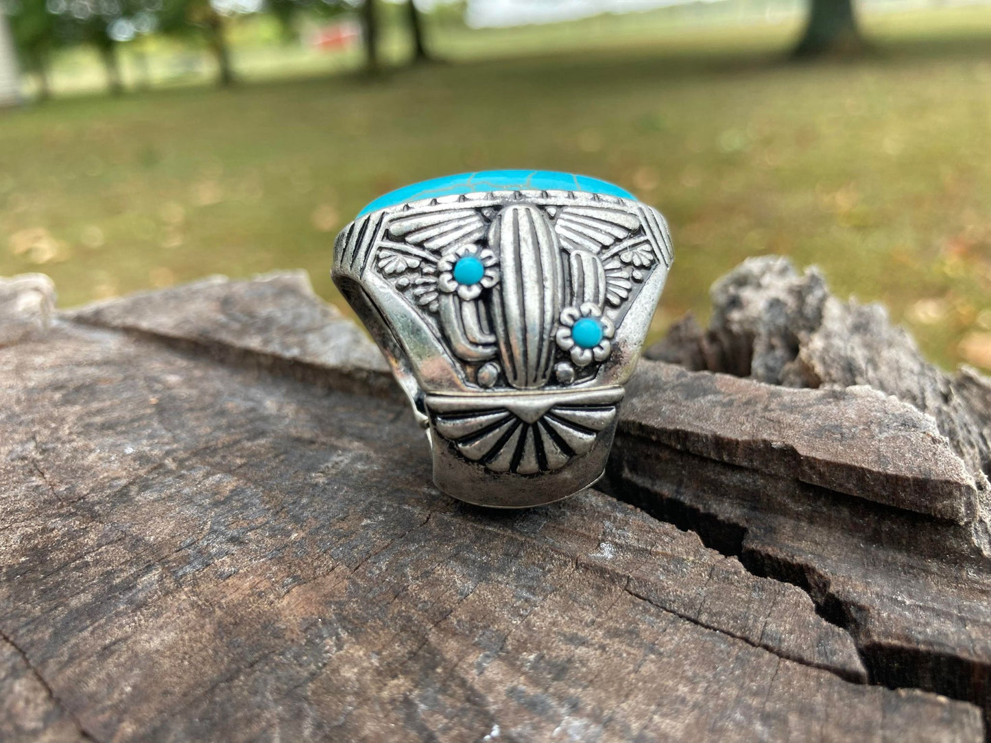 Grand Canyon Cactus Silvertone Ring