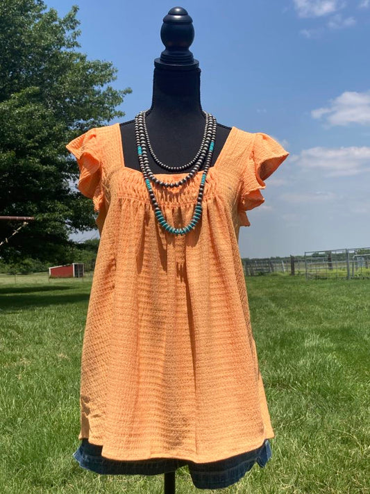 Coral Ruffled Baby Doll Top