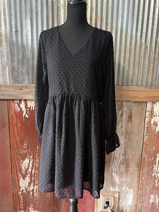 Black Swiss Dot Dress