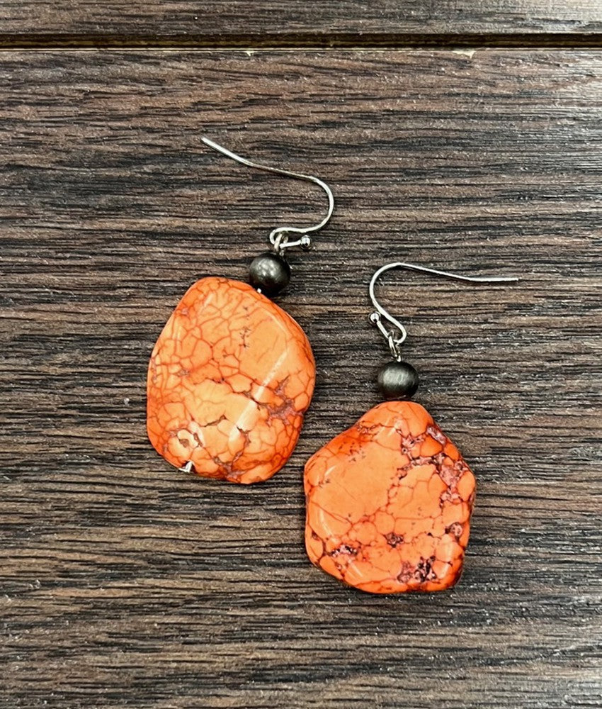 Orange Turquoise Stone Earrings