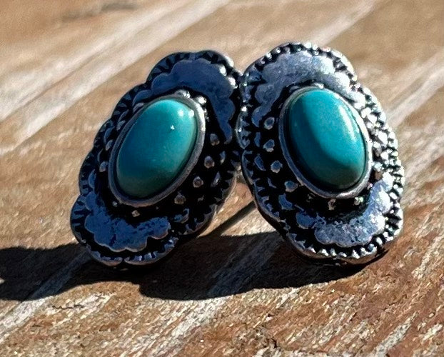 Oval Turquoise Stud Earrings