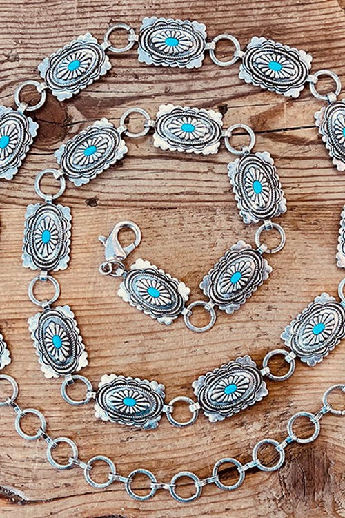 Rectangle Concho Chain Belt