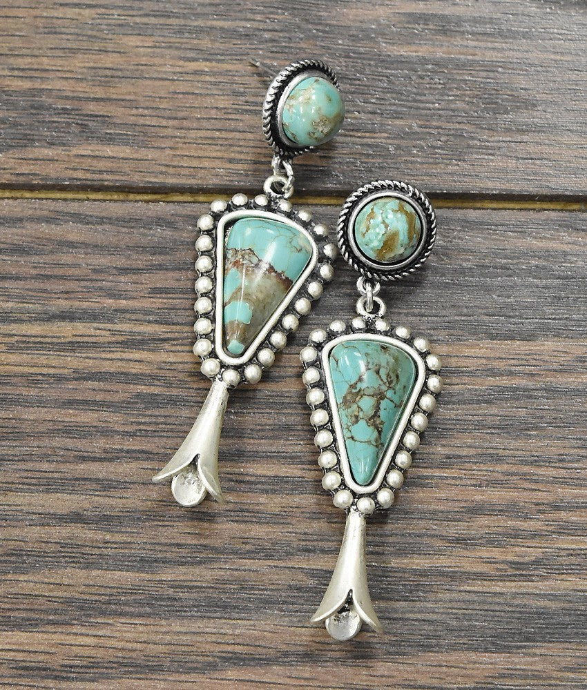 Squash Blossom Turquoise Earrings