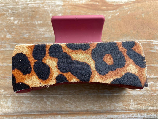 Leopard Print Cowhide Claw Clip