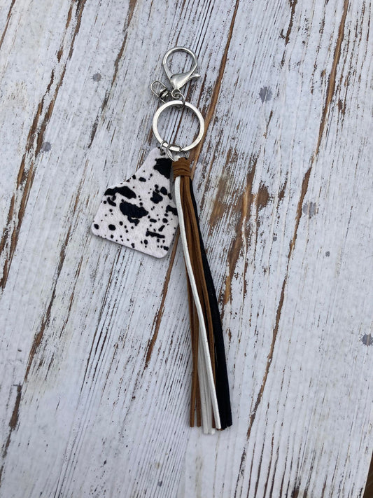 Cowprint Western Sunflower Keychain