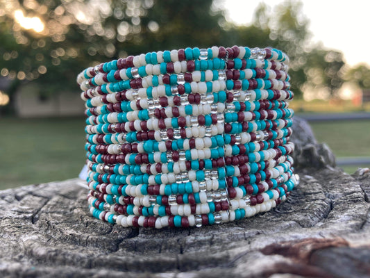 Wired multi strand seed bead bracelet