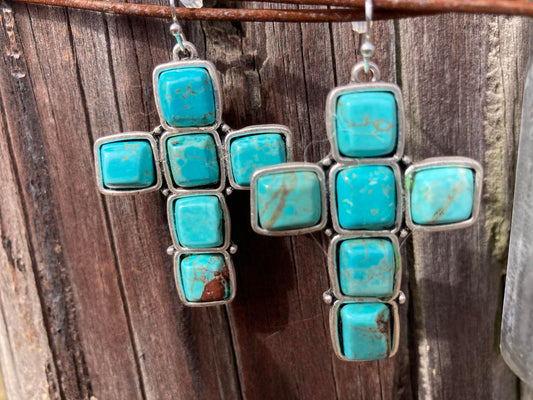 Cross Turquoise Earrings