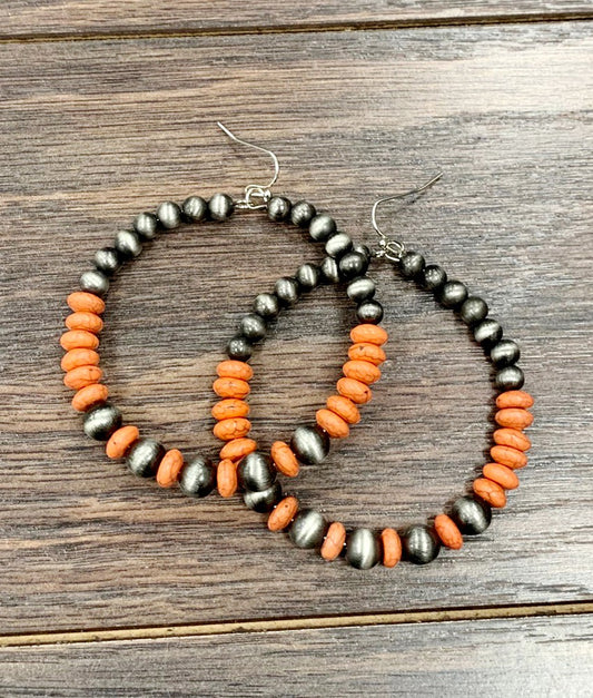 Orange Navajo Pearl Earrings
