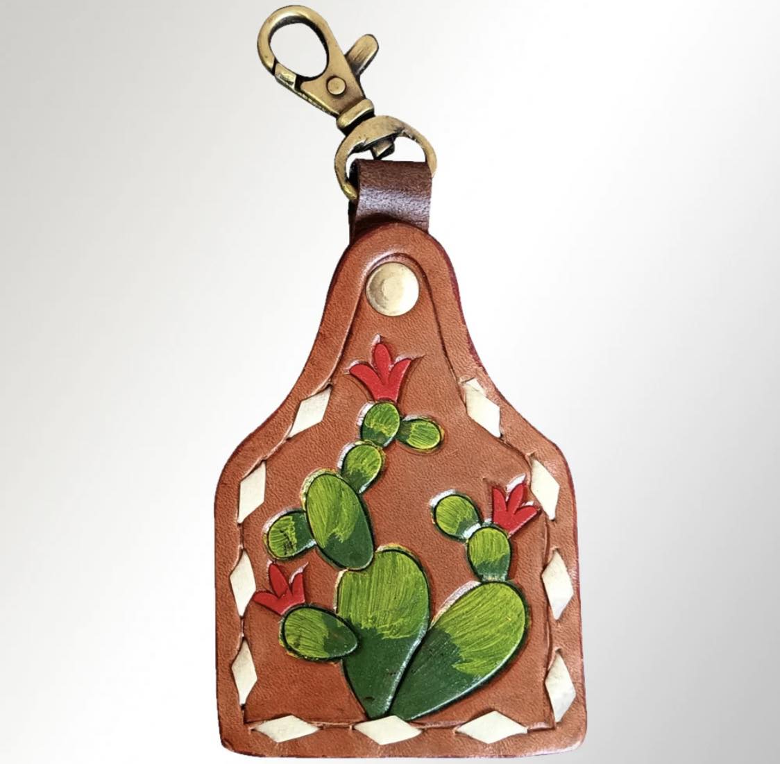 Leather Prickly Pear Keychain