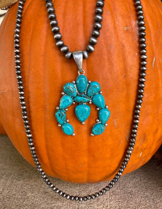 Squash Blossom Naja Natural Turquoise Necklace